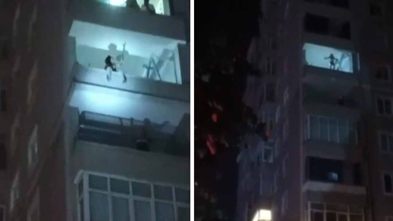 Balkona çıkıp dans eden kadın tüm mahalleyi ayağa kaldırdı! Polis itfaiye ambulans peş peşe gitti